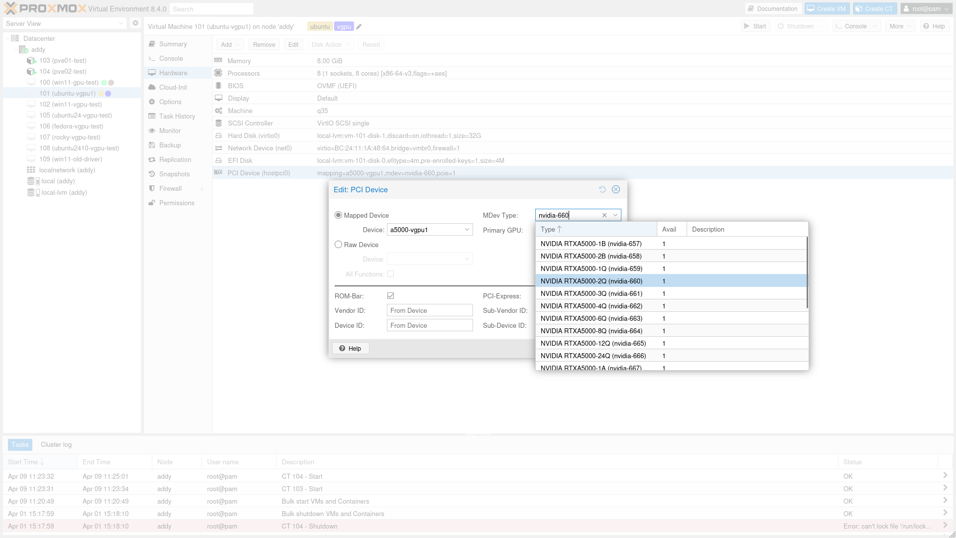 PCIe/GPU mapping örneği